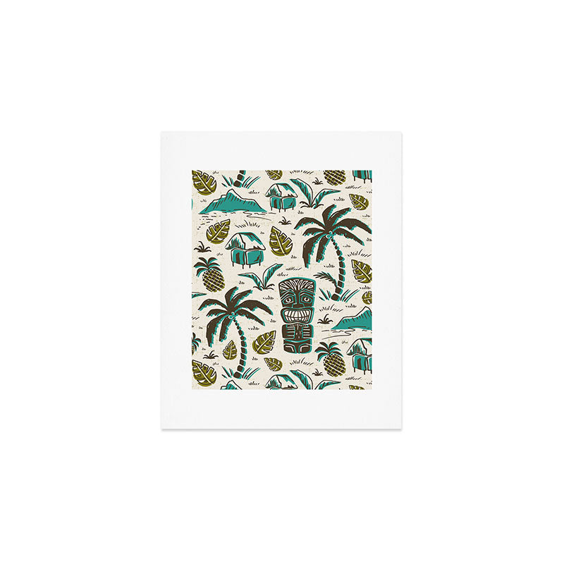Tiki Party - Ivory Aqua Art Print Gallery Image 1