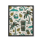 Tiki Party - Ivory Aqua Framed Canvas Print Gallery Image 8