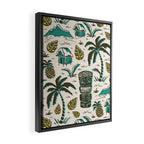 Tiki Party - Ivory Aqua Framed Canvas Print Gallery Image 2