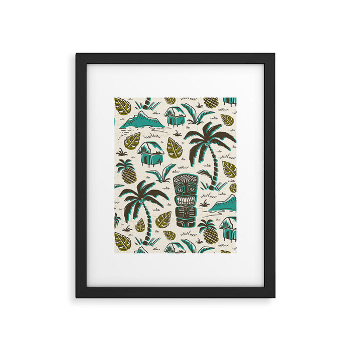 Tiki Party - Ivory Aqua Framed Art Print Gallery Image 1