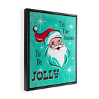'Tis The Season - Retro Santa Aqua Colorful Framed Canvas Print Gallery Image 2
