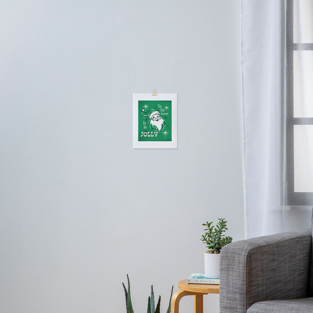 'Tis The Season - Retro Santa Green Art Print Gallery Image 3