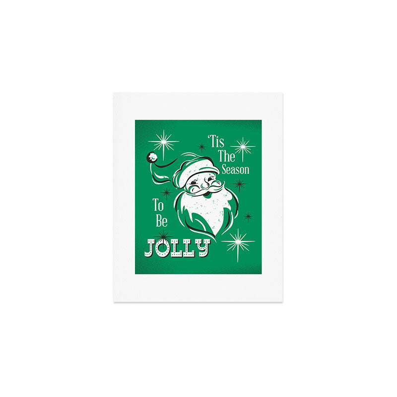 'Tis The Season - Retro Santa Green Art Print Gallery Image 1