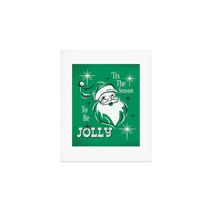 'Tis The Season - Retro Santa Green Art Print Gallery Image 1