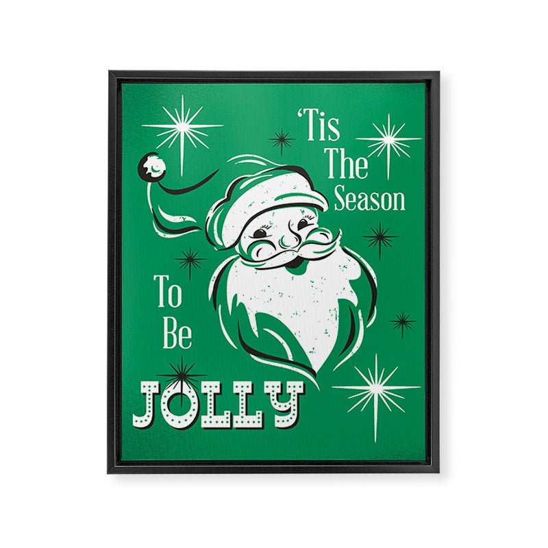 'Tis The Season - Retro Santa Green Framed Canvas Print Gallery Image 8