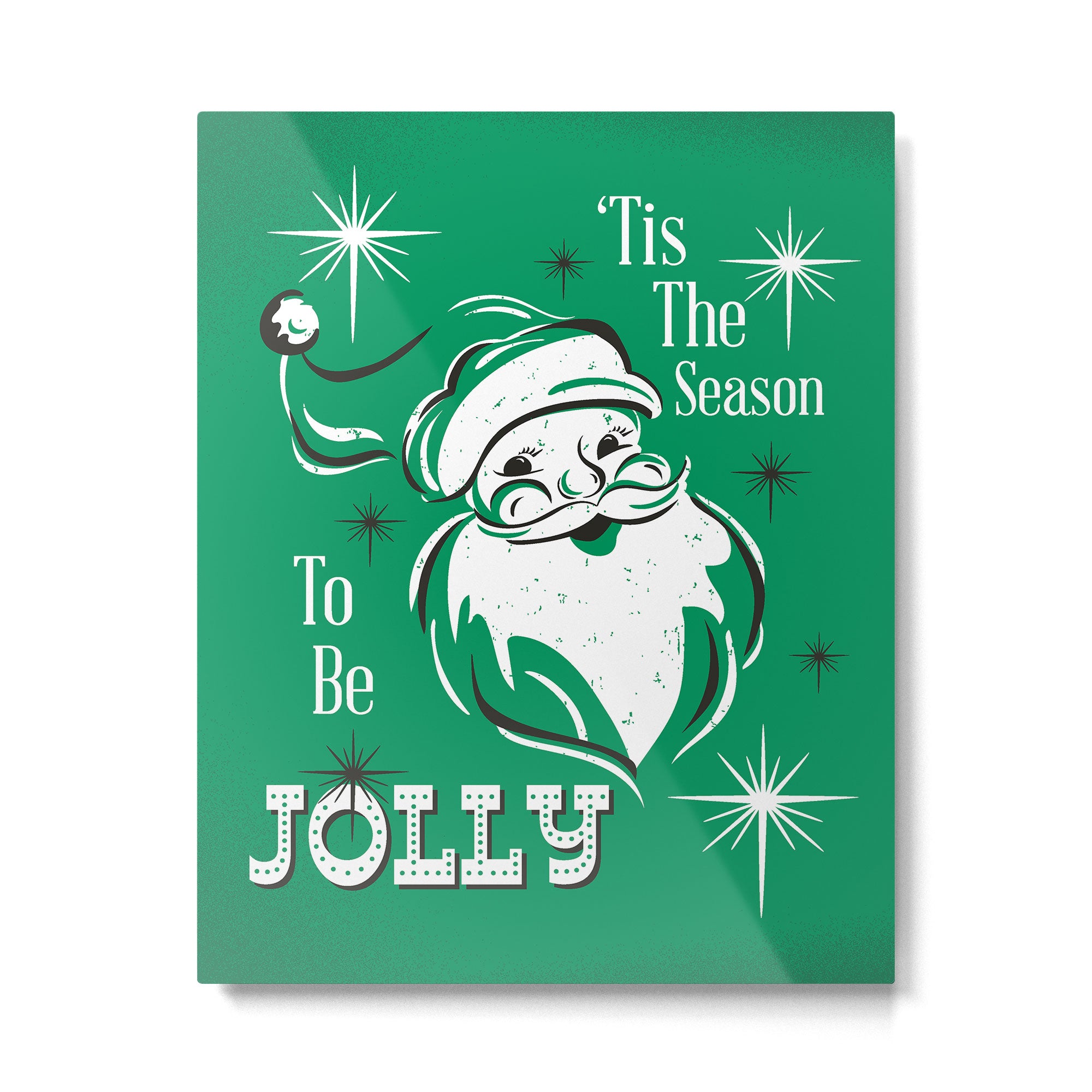 'Tis The Season - Retro Santa Green Metal Print Gallery Image 6