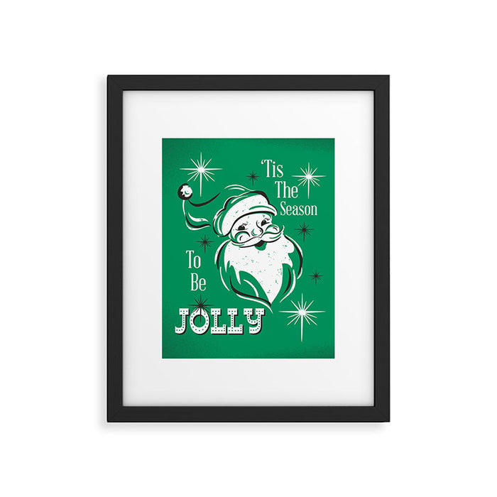 'Tis The Season - Retro Santa Green Framed Art Print Gallery Image 1