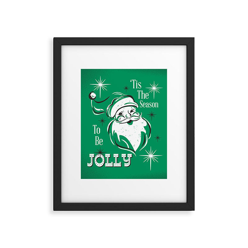 'Tis The Season - Retro Santa Green Framed Art Print Gallery Image 6