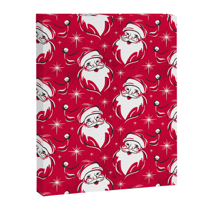 'Tis The Season Retro Santa Red White Pattern Canvas Print Gallery Image 1