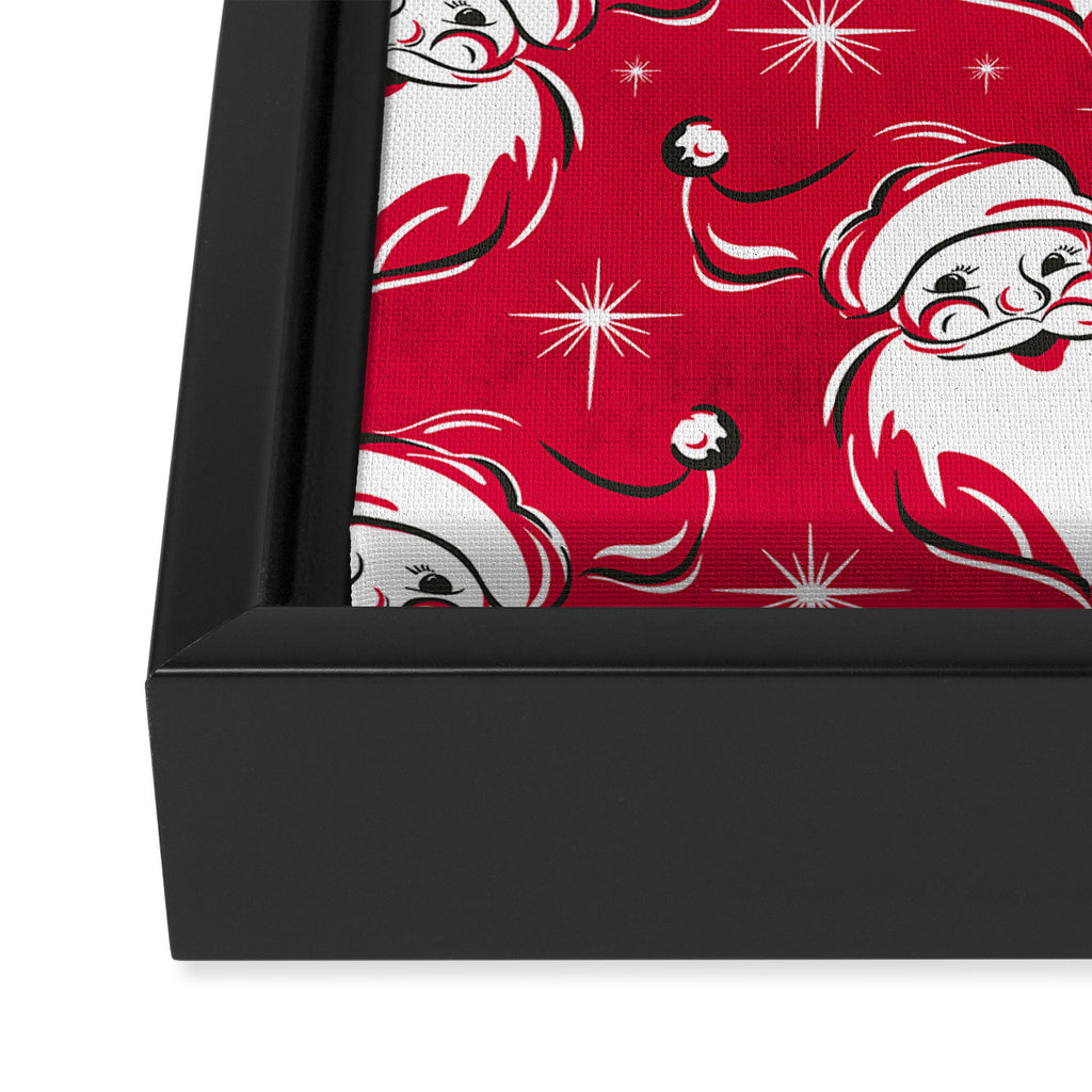 'Tis The Season Retro Santa Red White Pattern Framed Canvas Print Gallery Image 3
