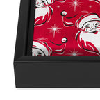 'Tis The Season Retro Santa Red White Pattern Framed Canvas Print Gallery Image 3