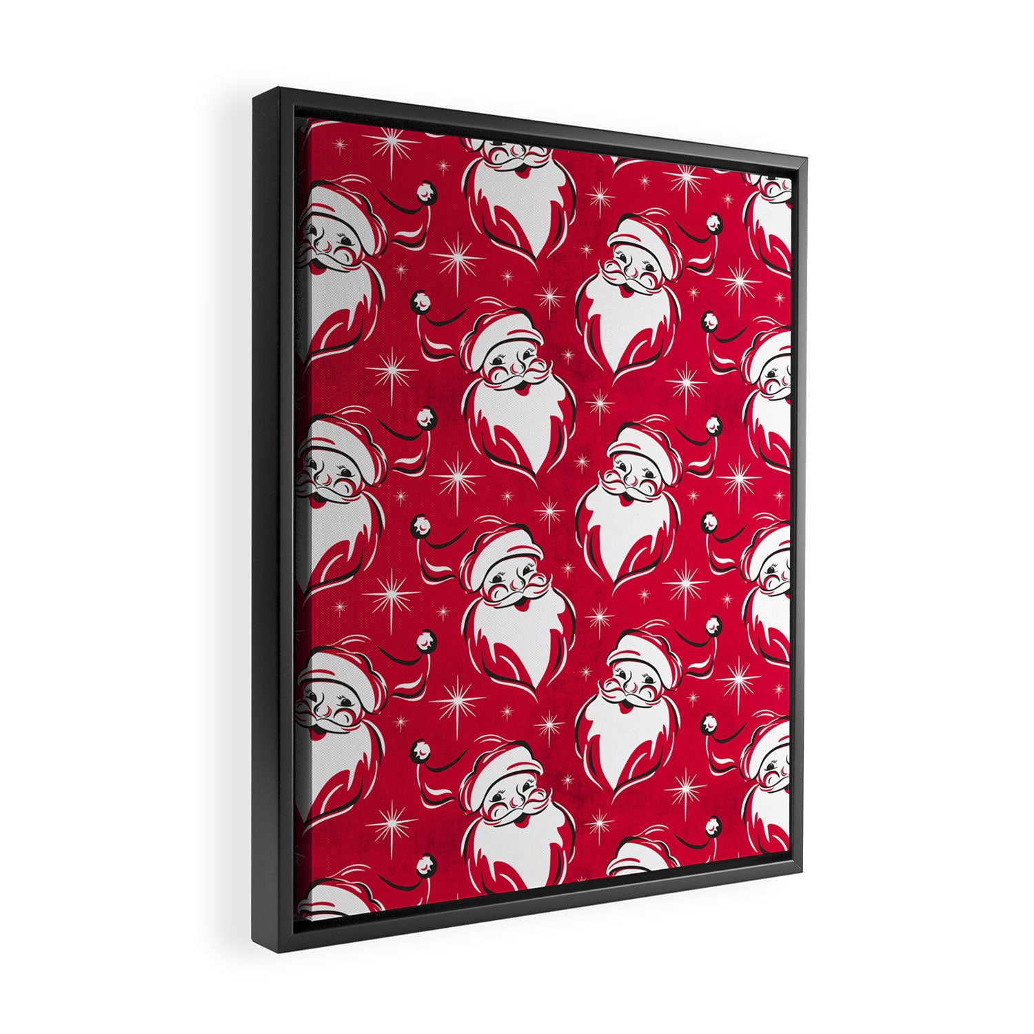 'Tis The Season Retro Santa Red White Pattern Framed Canvas Print Gallery Image 2