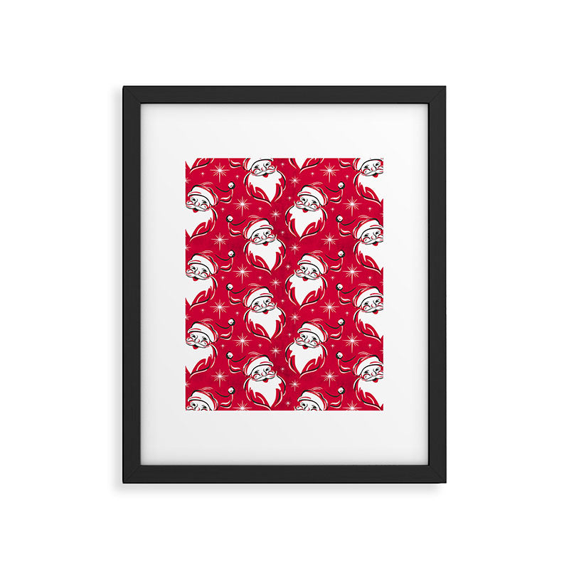 'Tis The Season Retro Santa Red White Pattern Framed Art Print Gallery Image 6