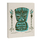 Tropical Tiki - Cream & Aqua Canvas Print Gallery Image 3