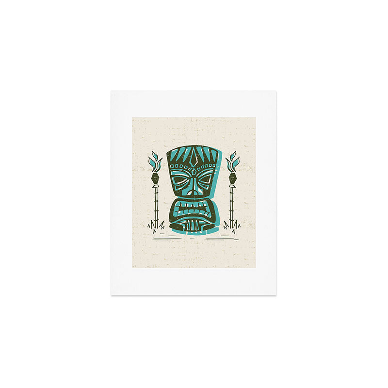 Tropical Tiki - Cream & Aqua Art Print Gallery Image 1