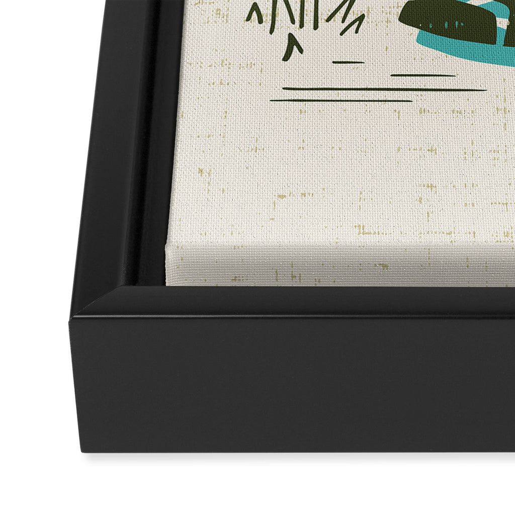 Tropical Tiki - Cream & Aqua Framed Canvas Print Gallery Image 3