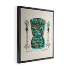 Tropical Tiki - Cream & Aqua Framed Canvas Print Gallery Image 2