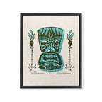 Tropical Tiki - Cream & Aqua Framed Canvas Print Gallery Image 6