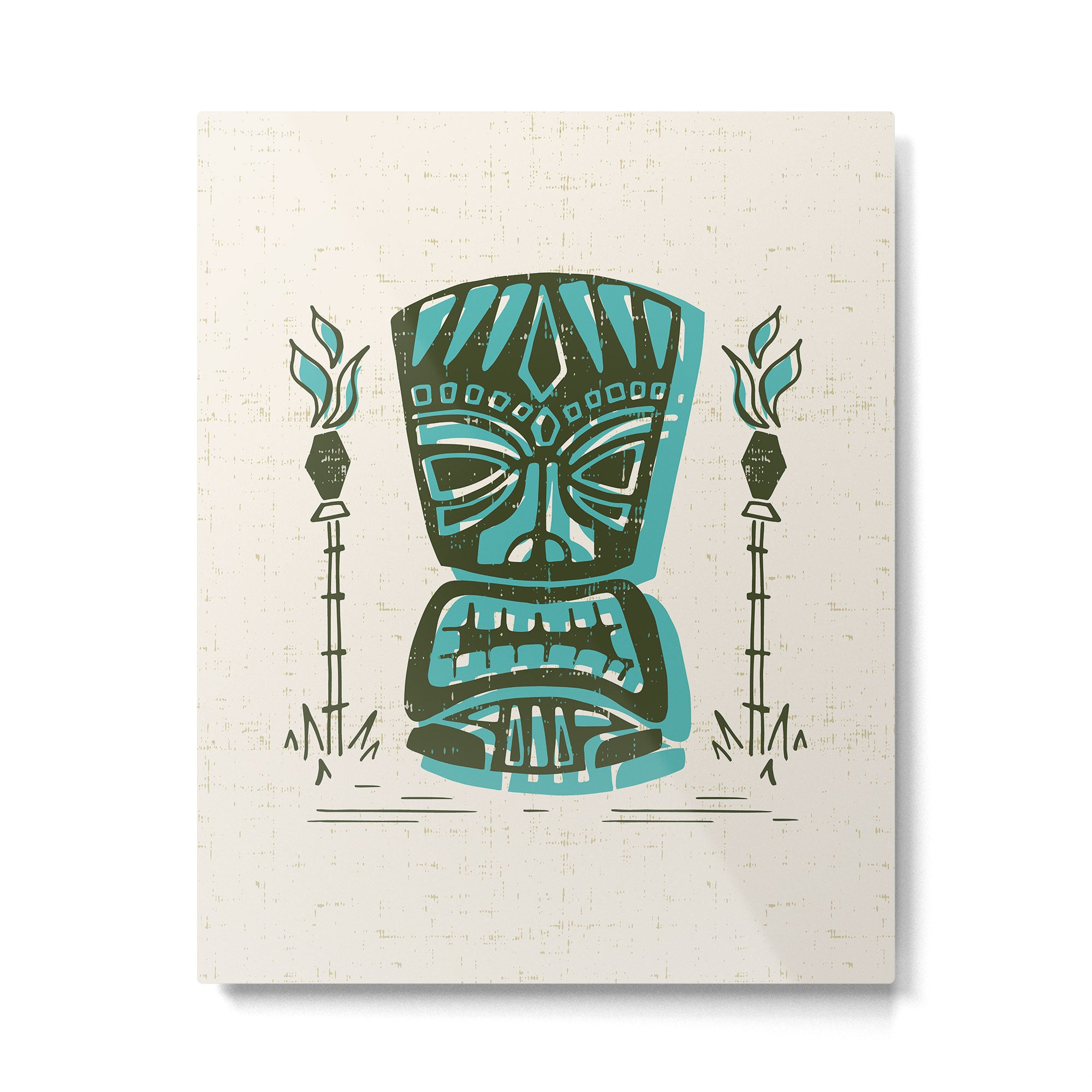 Tropical Tiki - Cream & Aqua Metal Print Gallery Image 4