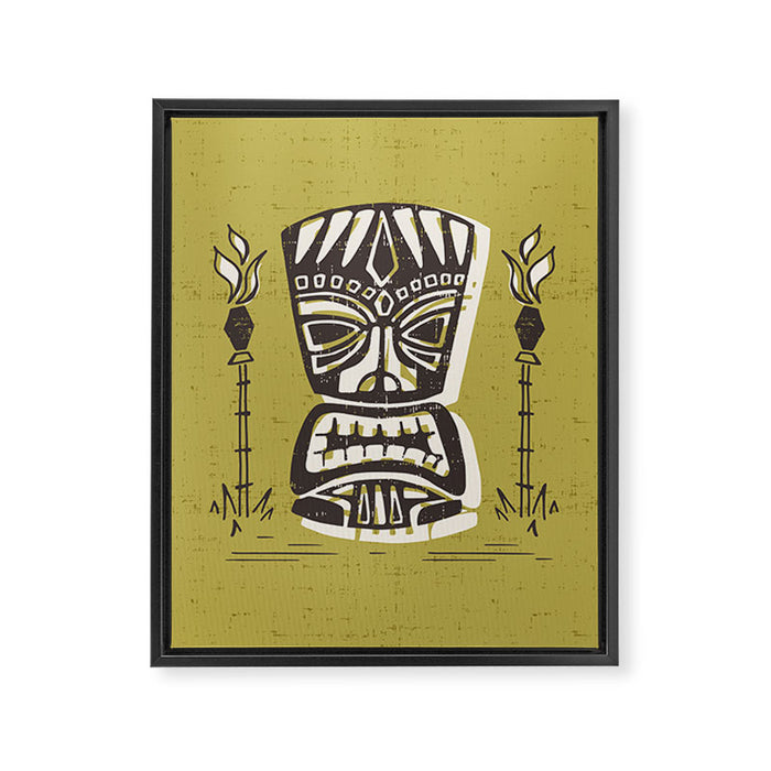 Tropical Tiki Green Framed Canvas Print Gallery Image 1