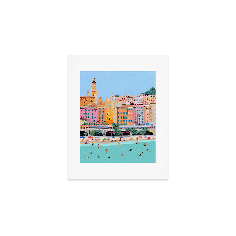 Menton - Original painting of France - Beach art - French Riviera Art Print Gallery Image 1