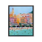 Menton - Original painting of France - Beach art - French Riviera Framed Canvas Print Gallery Image 6