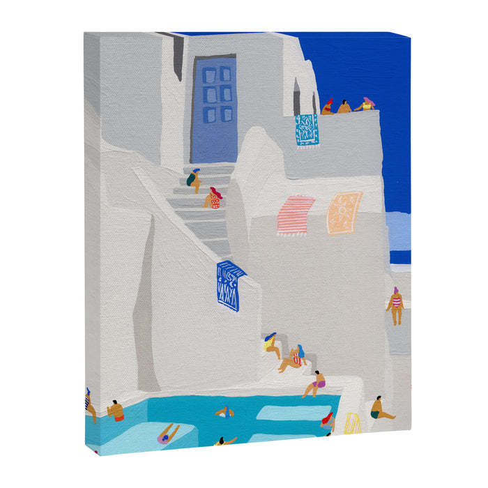 Santorini Greece swimming pool summer vacation Europe travel poster - "Santorini Sun" Canvas Print Gallery Image 1