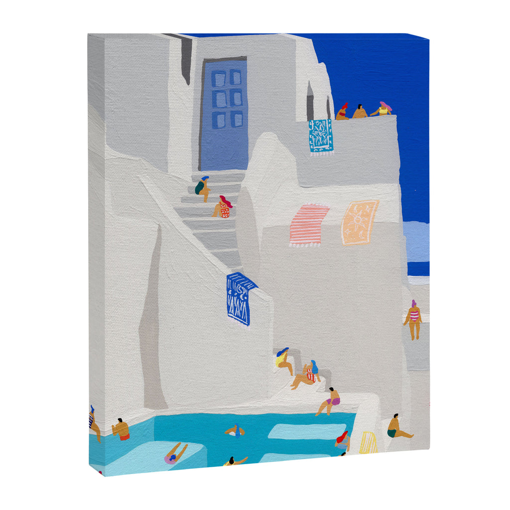 Santorini Greece swimming pool summer vacation Europe travel poster - "Santorini Sun" Canvas Print Gallery Image 6
