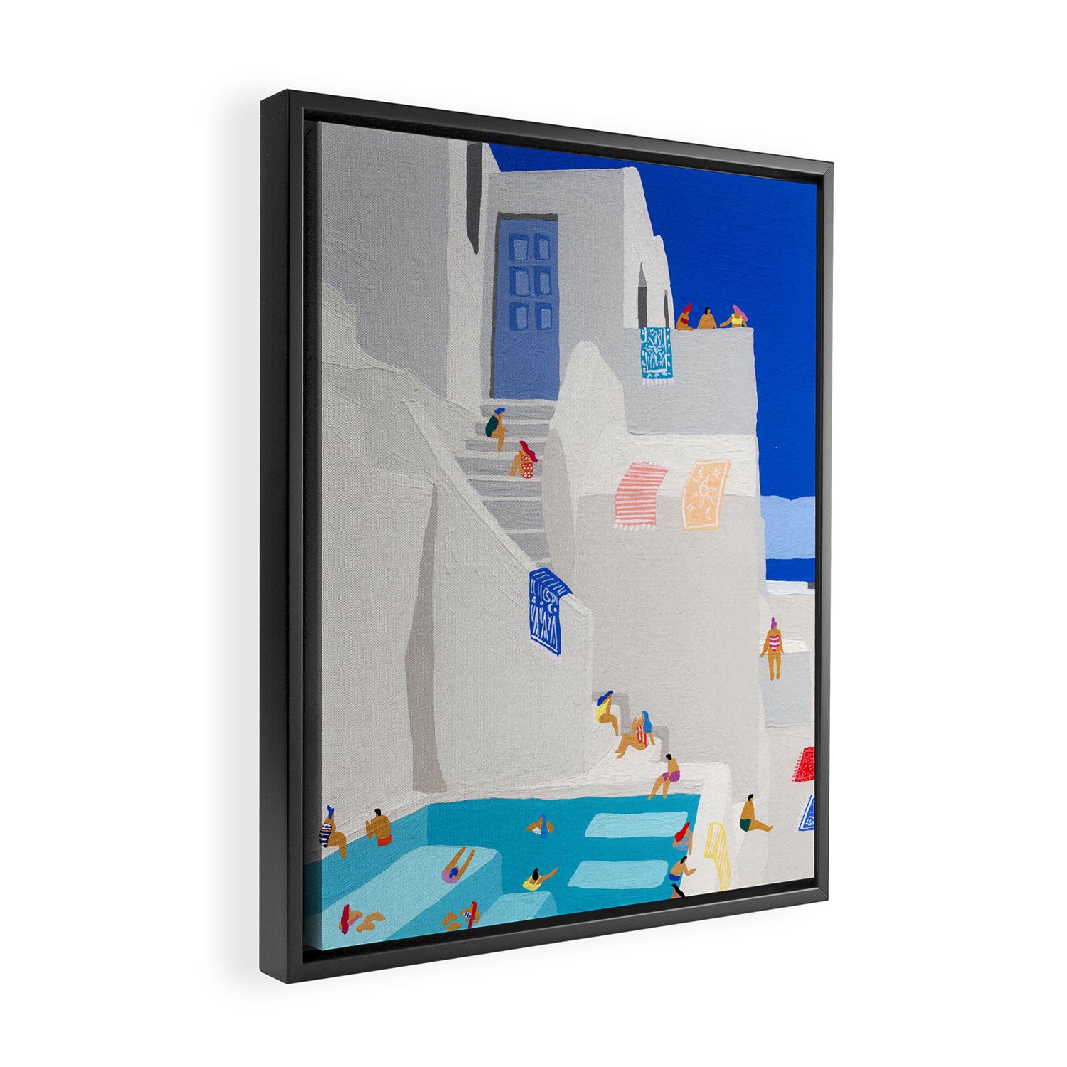Santorini Greece swimming pool summer vacation Europe travel poster - "Santorini Sun" Framed Canvas Print Gallery Image 2