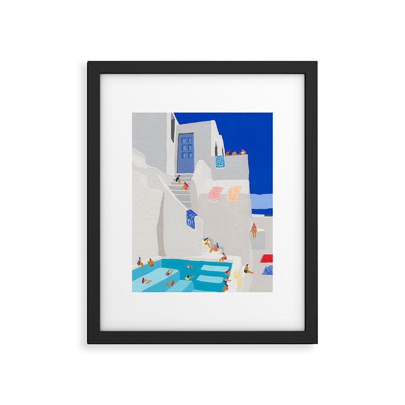 Santorini Greece swimming pool summer vacation Europe travel poster - "Santorini Sun" Framed Art Print Gallery Image 5