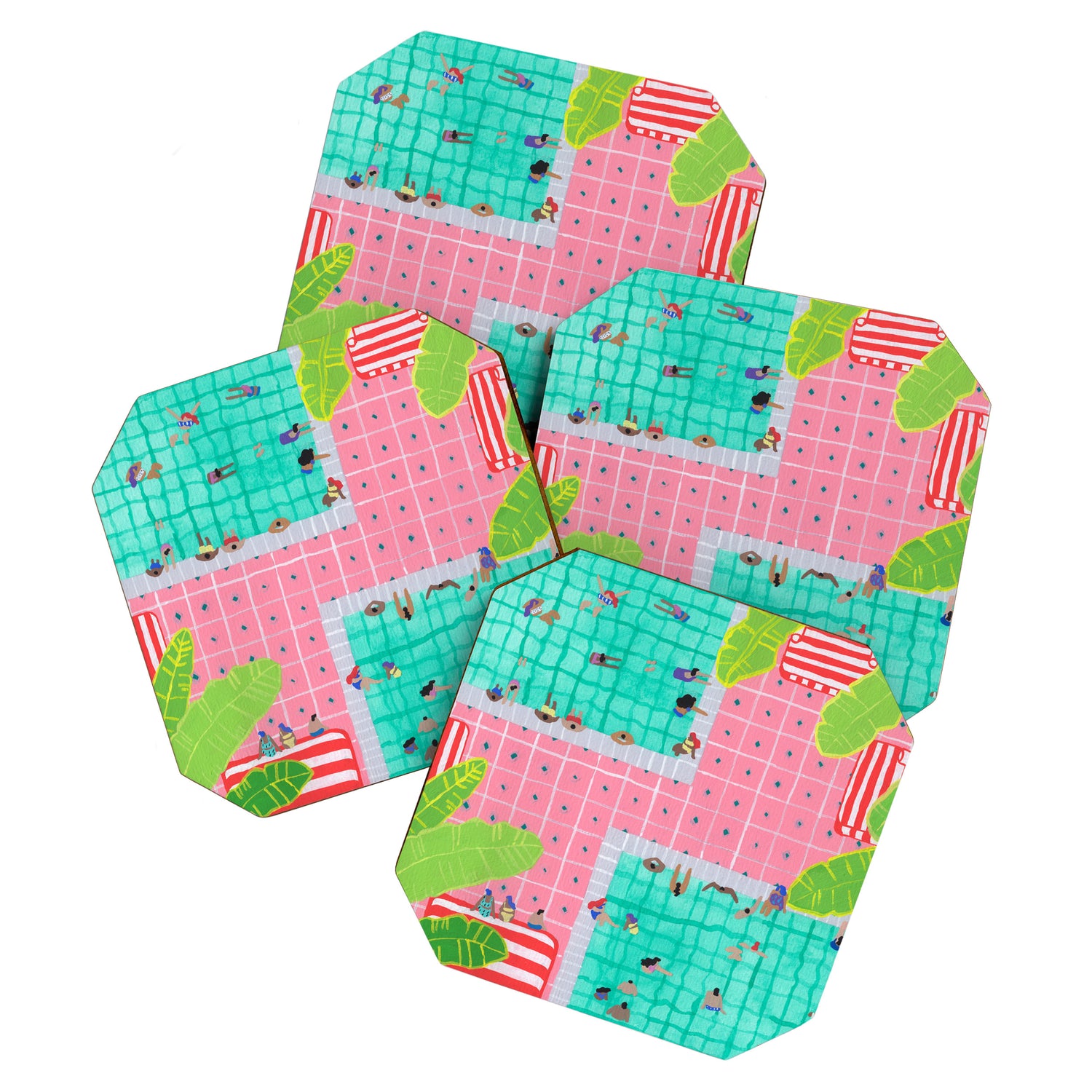 Tropical pink pool Coaster Gallery Image 1