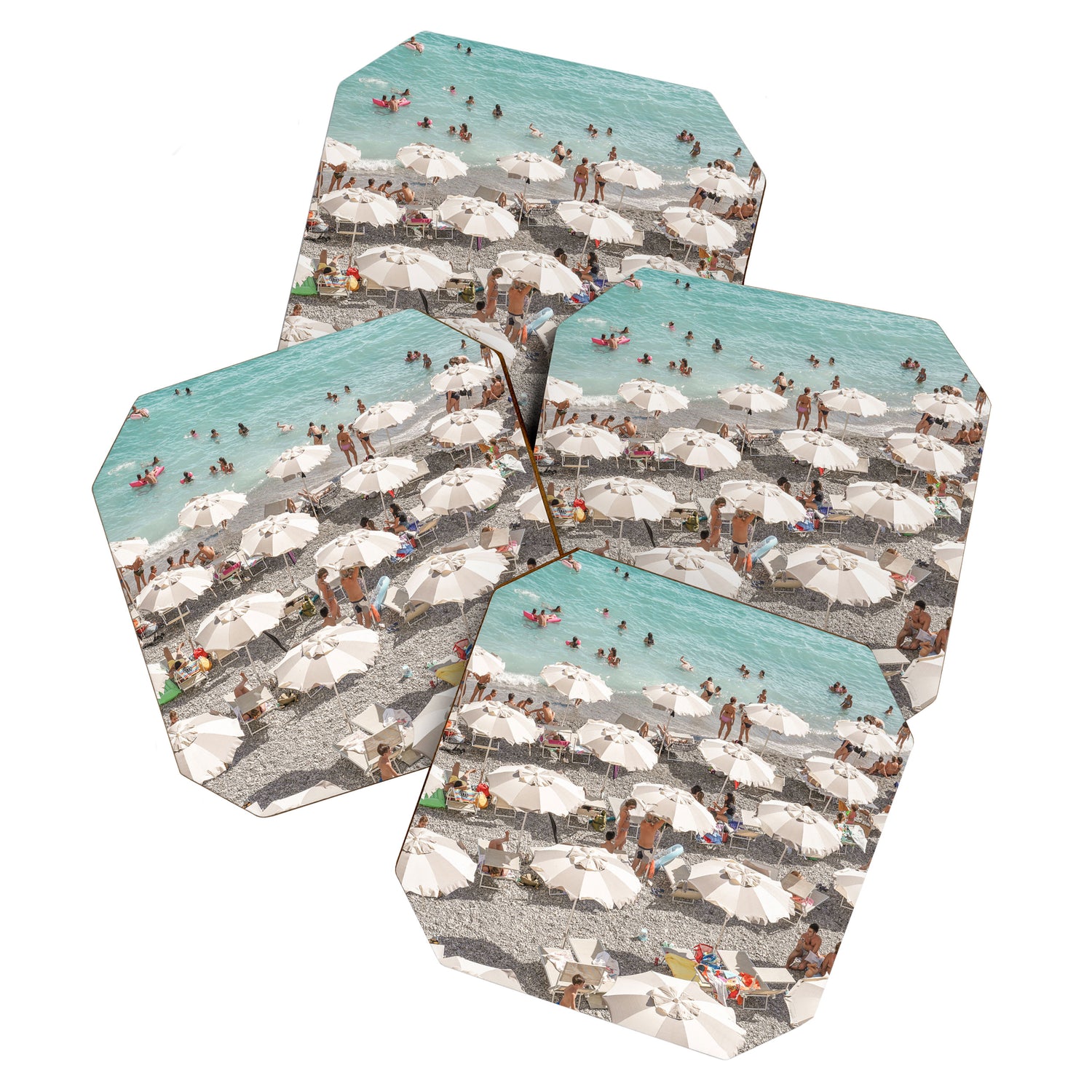 Amalfi Coast Beach Umbrella Photo | Italian Summer In Pastel Colors Art Print | Italy, Europe Travel Photography Coaster Gallery Image 1