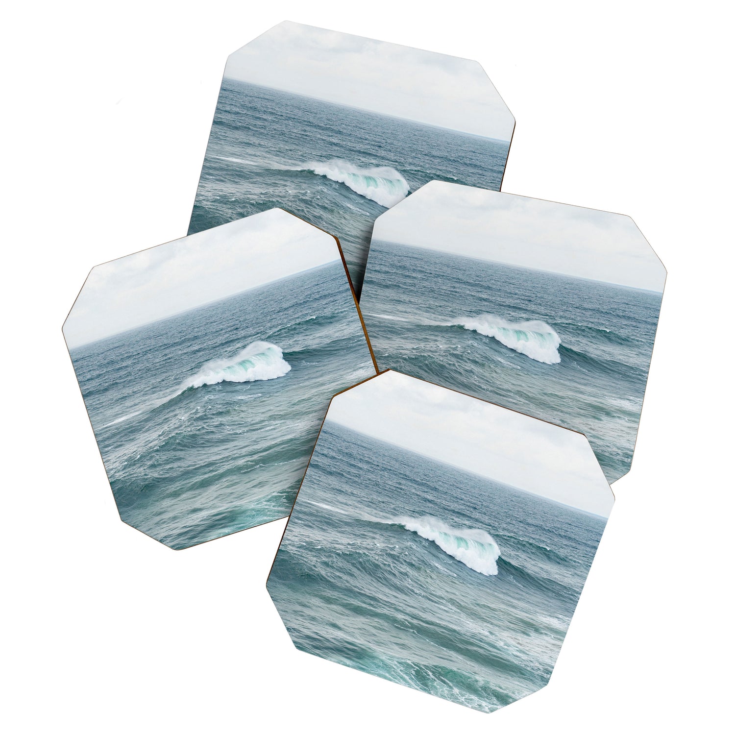 Atlantic Blues | Blue Ocean Water on the Coast of Nazaré Art Print | Wave Photography in Portugal Coaster Gallery Image 1