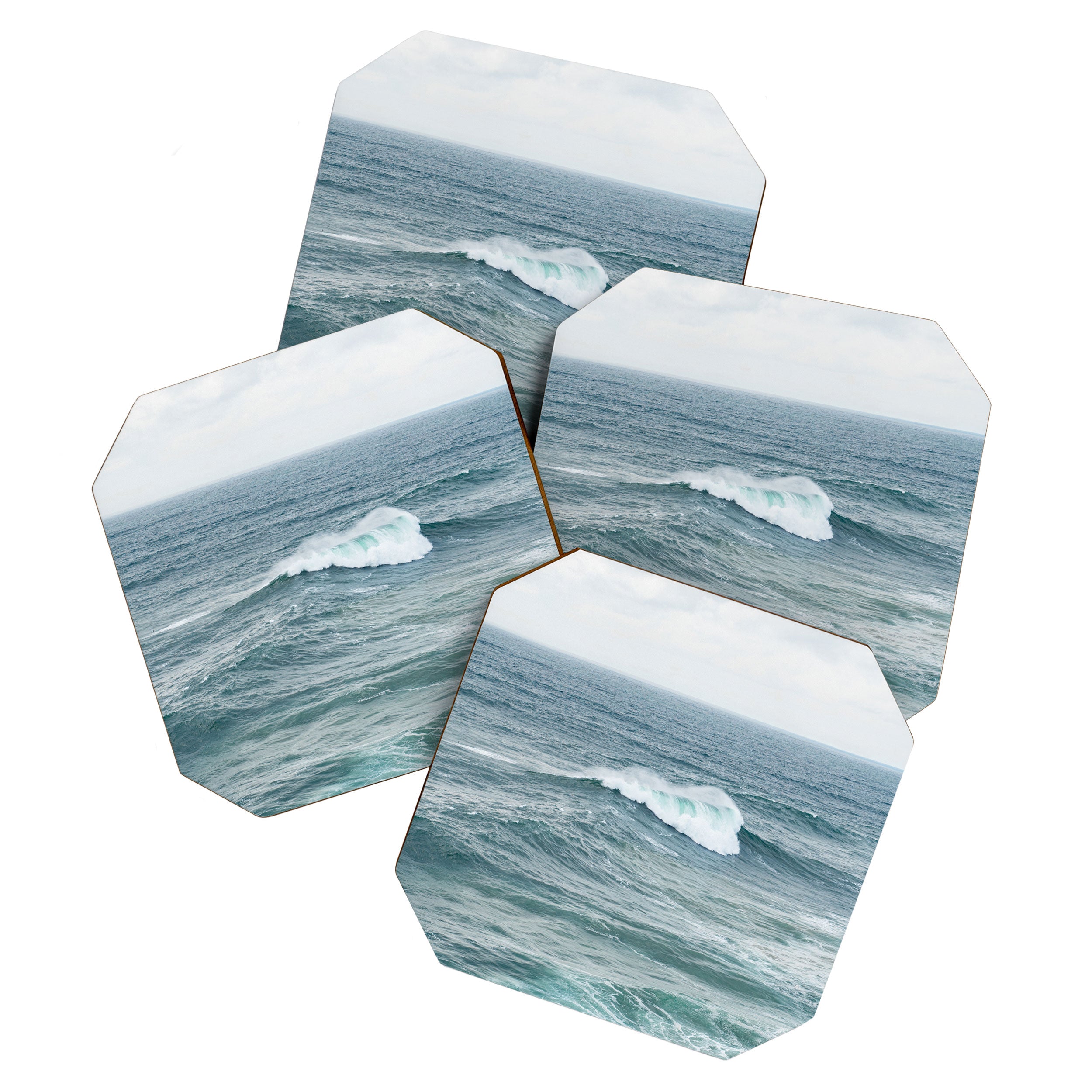 Atlantic Blues | Blue Ocean Water on the Coast of Nazaré Art Print | Wave Photography in Portugal Coaster Gallery Image 1