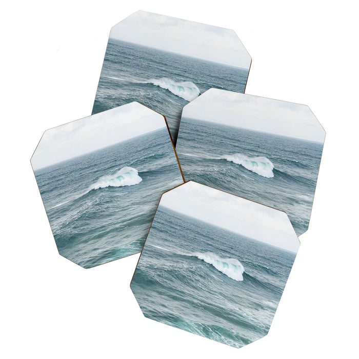 Atlantic Blues | Blue Ocean Water on the Coast of Nazaré Art Print | Wave Photography in Portugal Coaster Gallery Image 1