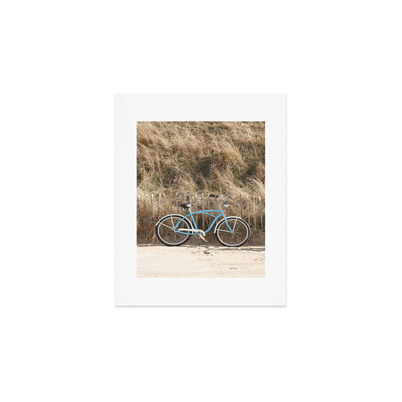 Blue Beach Bike In Holland Photo | Dutch Grass Dunes Summer Holiday Art Print | Europe Travel Photography Art Print Gallery Image 1