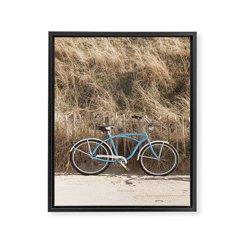Blue Beach Bike In Holland Photo | Dutch Grass Dunes Summer Holiday Art Print | Europe Travel Photography Framed Canvas Print Gallery Image 6