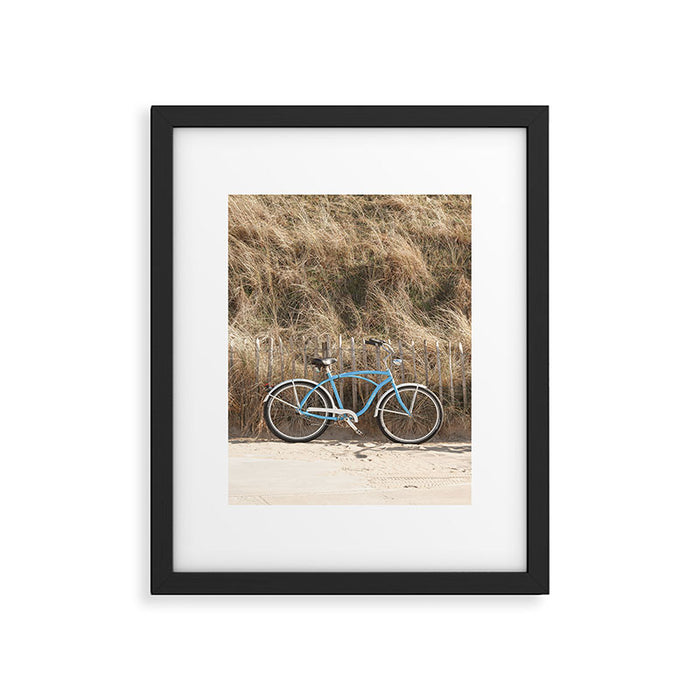 Blue Beach Bike In Holland Photo | Dutch Grass Dunes Summer Holiday Art Print | Europe Travel Photography Framed Art Print Gallery Image 1