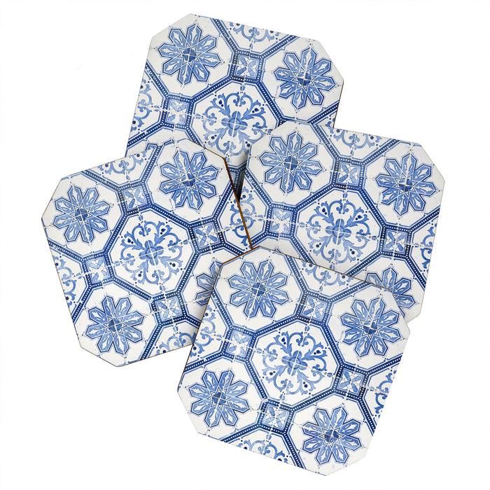Blue Portugese Tile Pattern | Colorful Travel Photography in Portugal | Azulejos House Design Art Print Coaster Gallery Image 1