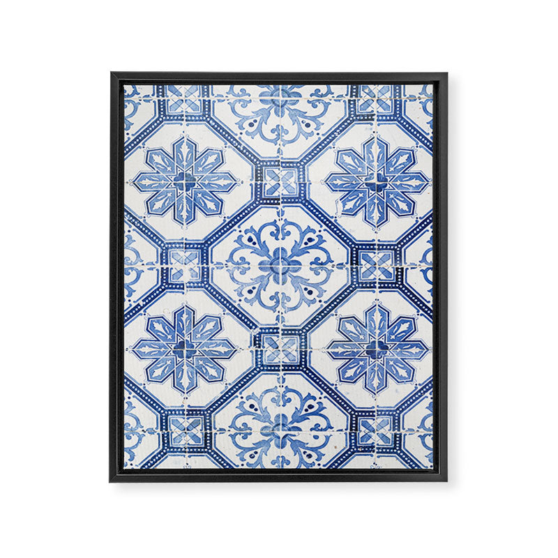 Blue Portugese Tile Pattern | Colorful Travel Photography in Portugal | Azulejos House Design Art Print Framed Canvas Print Gallery Image 6