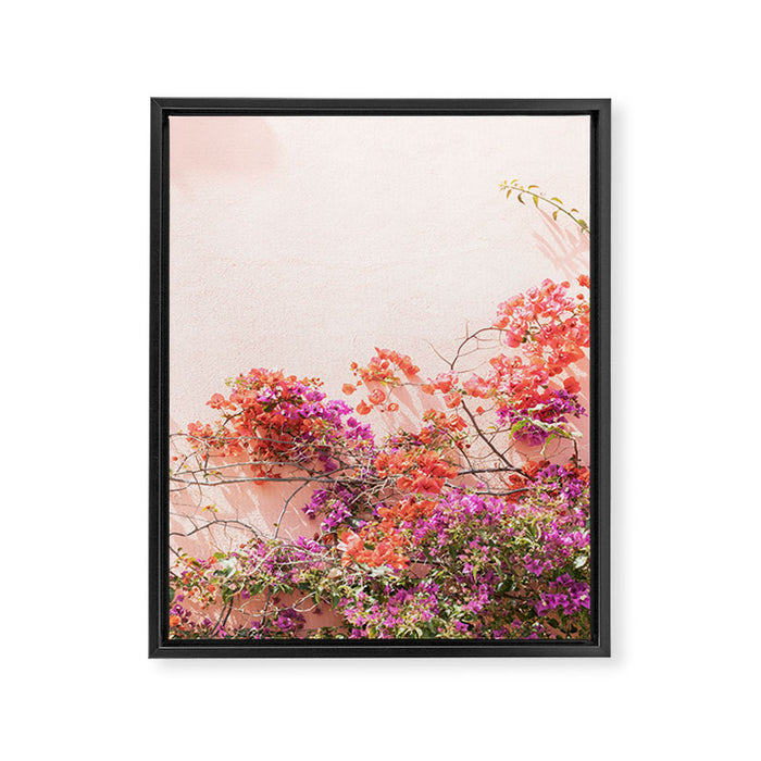 Bougainvillea Flowers in Color | Pink Wall in Cascais Art Print | Floral Travel Photography in Portugal Framed Canvas Print Gallery Image 1