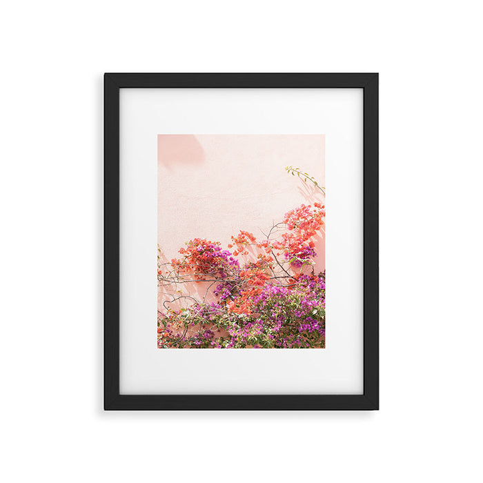 Bougainvillea Flowers in Color | Pink Wall in Cascais Art Print | Floral Travel Photography in Portugal Framed Art Print Gallery Image 1