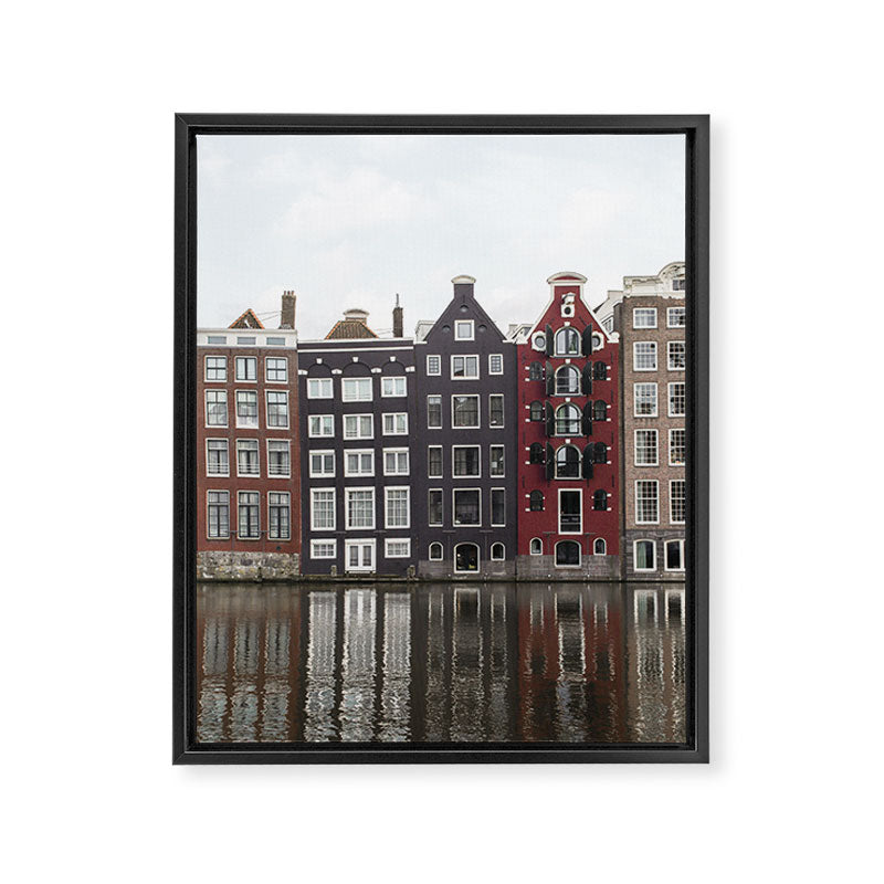 Buildings In Amsterdam City Picture | Dutch Canals Colorful Architecture Art Print | Europe Travel Photography Framed Canvas Print Gallery Image 6