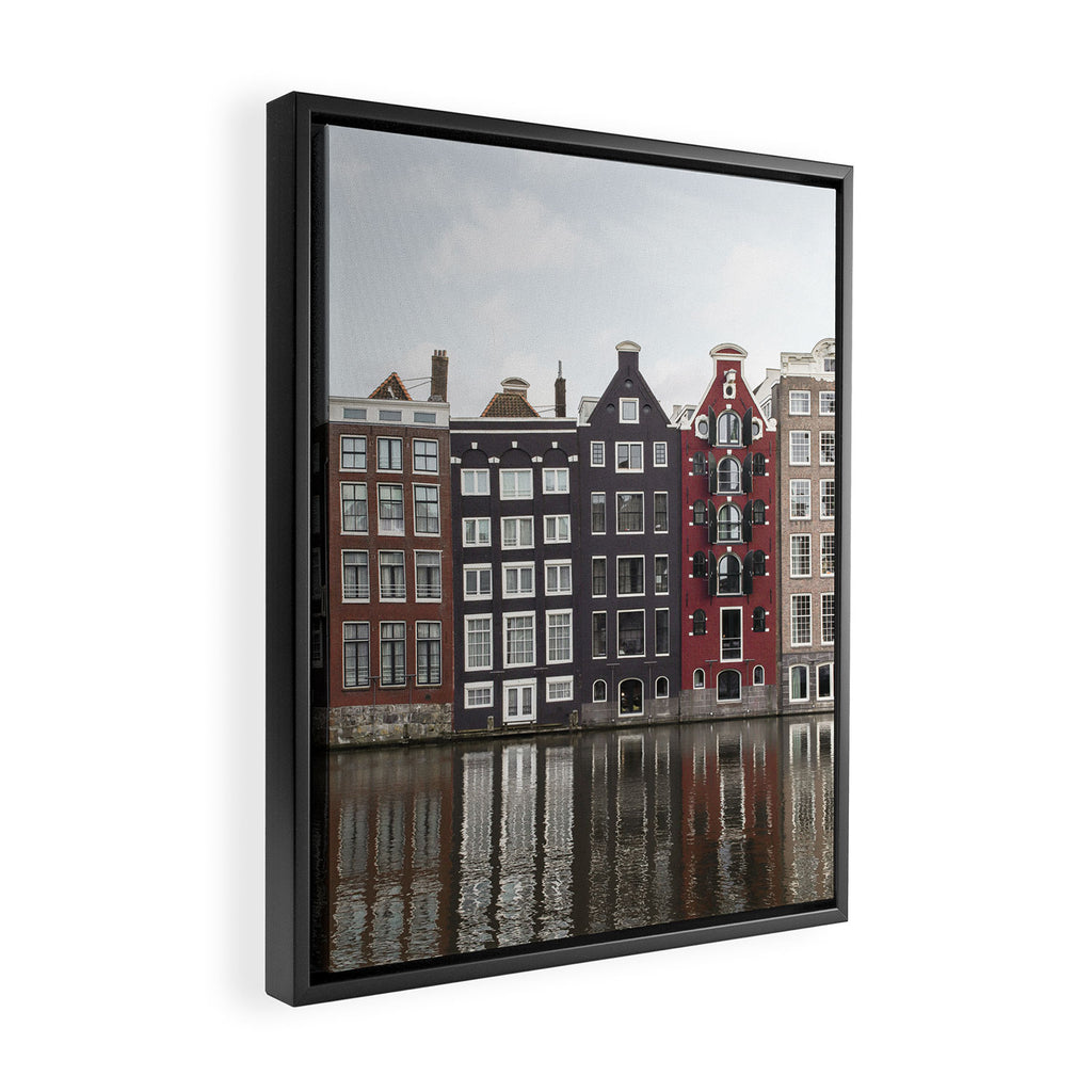 Buildings In Amsterdam City Picture | Dutch Canals Colorful Architecture Art Print | Europe Travel Photography Framed Canvas Print Gallery Image 2