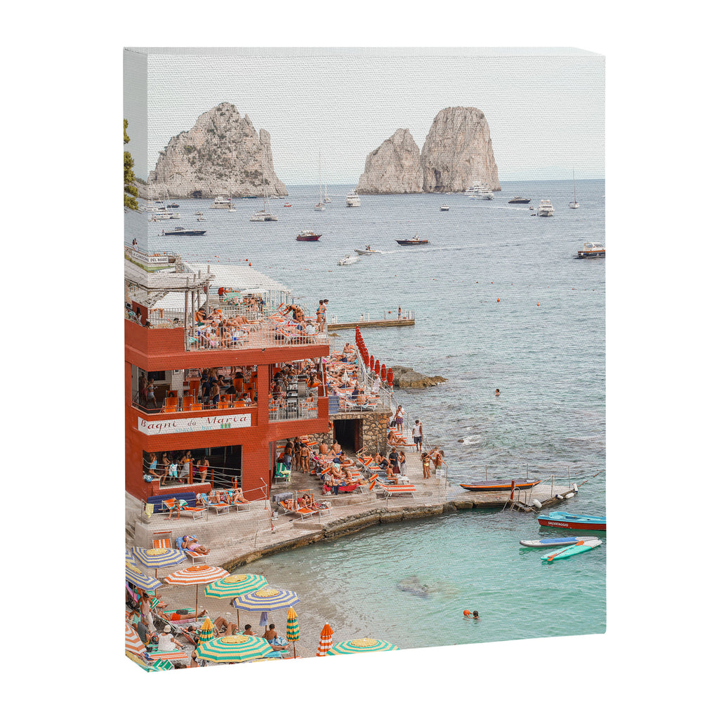 Capri Island Summer Photo | Bagni di Maria Beach Club Art Print | Italy Landscape Travel Photography Canvas Print Gallery Image 6