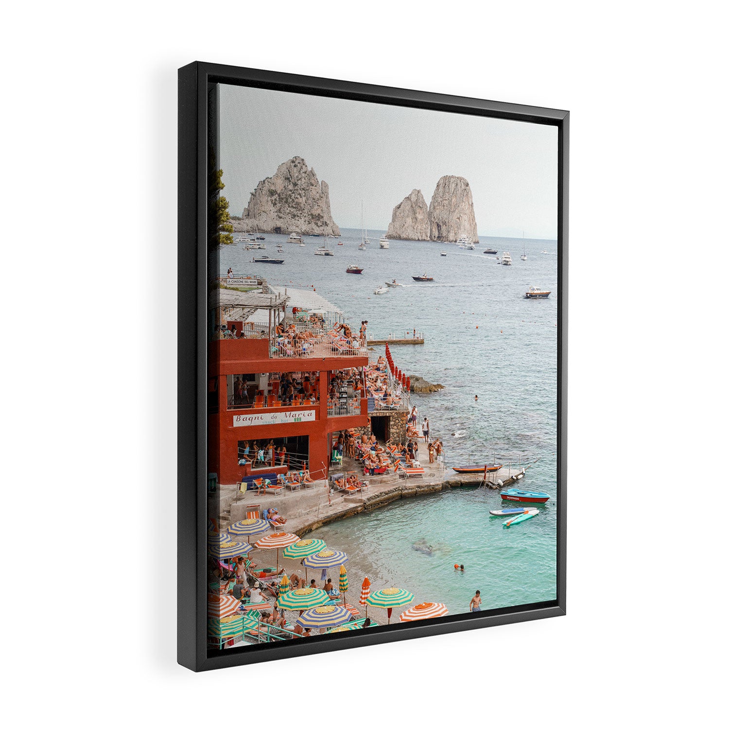Capri Island Summer Photo | Bagni di Maria Beach Club Art Print | Italy Landscape Travel Photography Framed Canvas Print Gallery Image 2