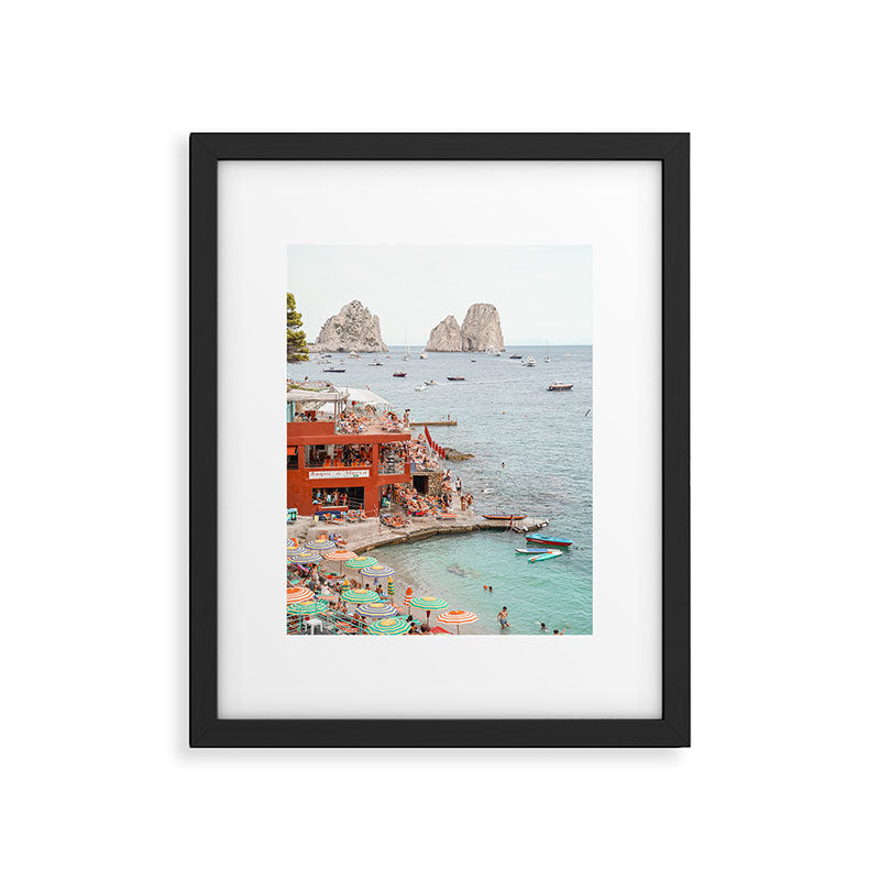 Capri Island Summer Photo | Bagni di Maria Beach Club Art Print | Italy Landscape Travel Photography Framed Art Print Gallery Image 1