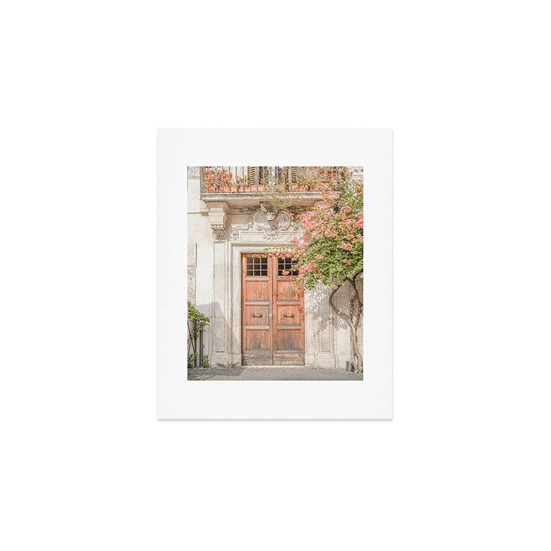 Floral Entry In Rome | Front Door Collection Travel Photography Art Print | Pink Summer Flowers In Italy Art Print Gallery Image 1