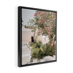 Greece Summer Scenery With Plants Photo | White Island Architecture Art Print | Europe Travel Photography Framed Canvas Print Gallery Image 2
