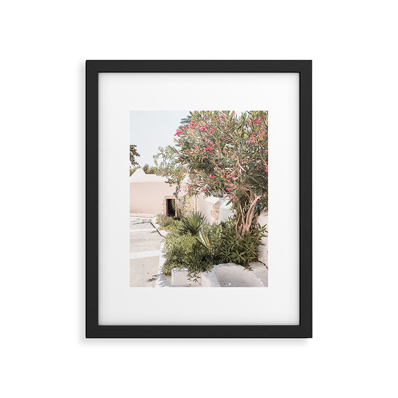 Greece Summer Scenery With Plants Photo | White Island Architecture Art Print | Europe Travel Photography Framed Art Print Gallery Image 5